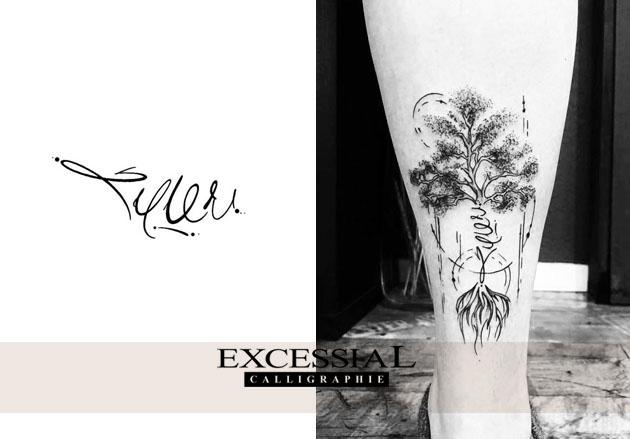 Excessial calligraphe paris, tatouage lettres