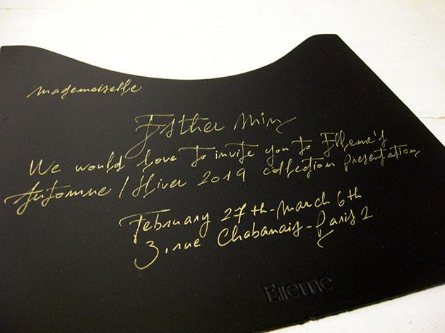 calligraphe invitations, calligraphie invitation paris, invitations défilé de mode