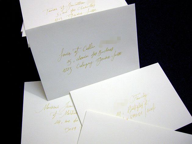 Calligraphie sur enveloppe mariage, adresse manuscrite pour faire