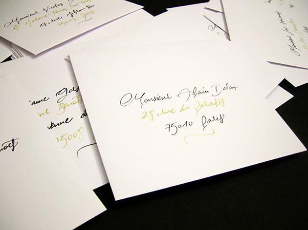 &eacute;criture enveloppe faire part mariage, calligraphie enveloppes, calligraphe enveloppe paris, calligraphie enveloppe mariage, calligraphe professionnel paris, enveloppes calligraphi&eacute;es, calligraphe