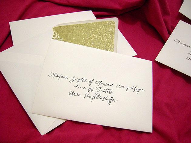 enveloppes pour invitations de mariage, calligraphe parisien