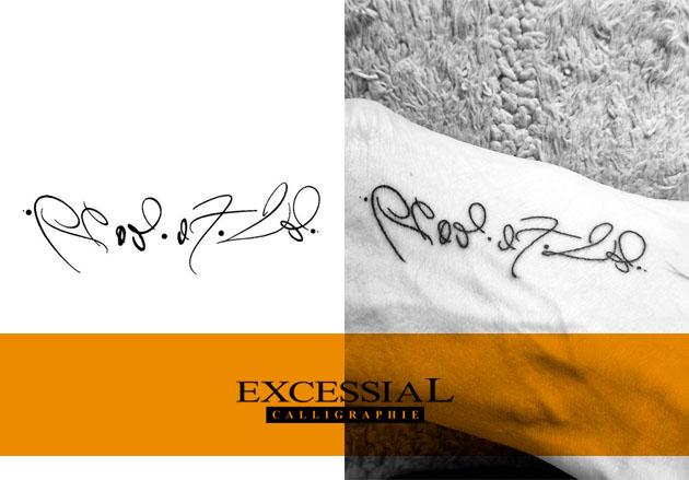 tatouage chiffres entrelacés, Excessial calligraphe paris